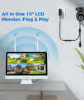 All In One Wireless Security Camera System With 15 Inch LCD Monitor, 16 Channel NVR, 5MP PTZ Cameras, plug and play setup