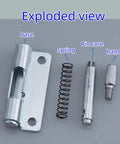 Exploded view of Hella Durable 304 Stainless Steel Spring Loaded Latches for Cabinet Doors parts including base, spring, pin core, and handle.