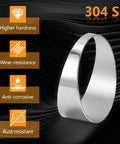 Front view of polished 304 stainless steel pie-cut exhaust cutout ring, 3-inch diameter.