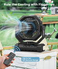 Rechargeable Camping Fan With 60 Hour Battery, 4 Speeds, 3 Light Modes, Timer And Sleep Mode, Portable Tent Fan on table