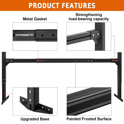 Adjustable Aluminum Trailer Ladder Rack For Open And Enclosed Trailers, 2 Bar Cargo Box Rack With Straps, Extends 5.7Ft To 7.7Ft, Lightweight Yet Heavy Duty, 800Lb Capacity, Durable Powder Coat Finish, close-up of metal gasket and reinforced base