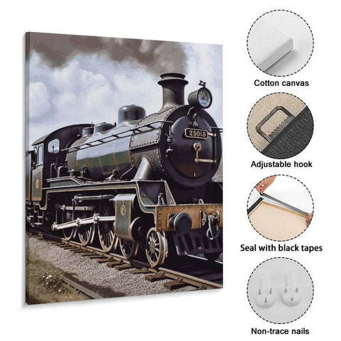 Steam Locomotive Train Poster On Cotton And Linen Hanging Wall Decor For Living Room And Bedroom Modern Framed Artwork