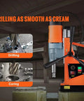 1550W Cordless Magnetic Drill Press With 13000N Force And 2 Inch Core Bit Variable Speed Portable Electric Tool For Steel, drilling and coring visuals.
