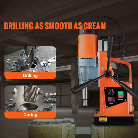 1550W Cordless Magnetic Drill Press With 13000N Force And 2 Inch Core Bit Variable Speed Portable Electric Tool For Steel, drilling and coring visuals.