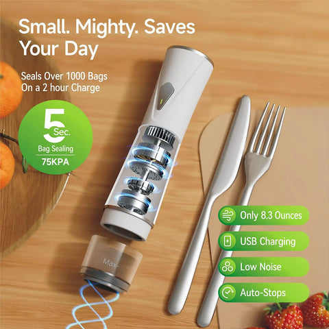 Handheld Vacuum Sealer With 35 Reusable Bags Automatic OneTouch Seal Keeps Meat Fish Veggies Nuts And Coffee Fresh Up To 6x Longer