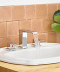 Waterfall Widespread Bathroom Faucet Chrome 3 Hole 2 Handle Vanity Sink Mixer Tap With Pop Up Drain Overflow And Supply Lines