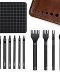 Leather Punch And Stitching Chisel Kit With Diamond Chisels And Hollow Hole Punches For Belt And Watch Strap DIY Projects