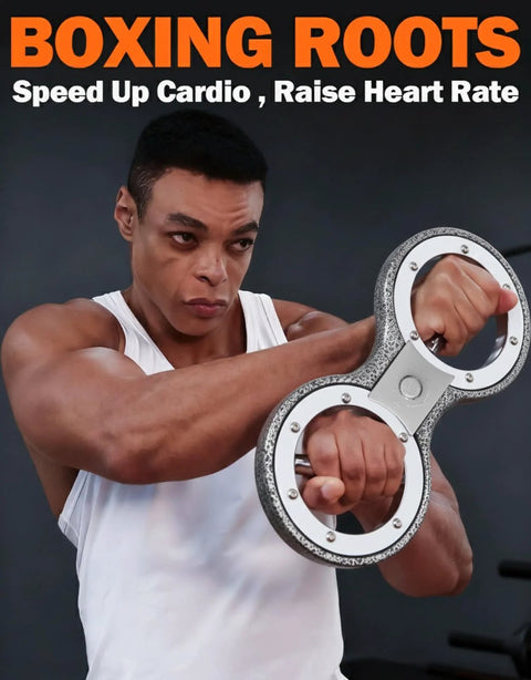 Fitarc 12-lb rotator burn machine grip strength trainer, front view, textured grey body with white rings