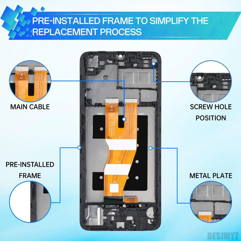Samsung Galaxy A05 Screen Replacement Kit With Frame LCD Display Touch Digitizer Full Assembly And Handy Repair Tools Set