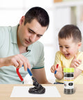 Adult and child using Hands On Science Magnets Experiment Kit For Kids And Students, Cool Physics And STEM Tools, Horseshoe Magnets And Iron Filings