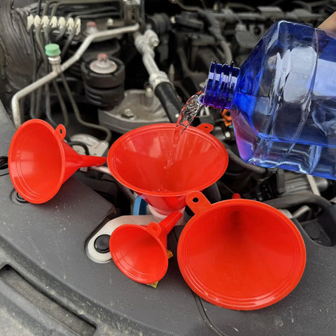 Five Piece Auto Oil Funnel Set With Flexible Neck And Filter Screen for Gas Oil Coolant and Engine Oil in garage use