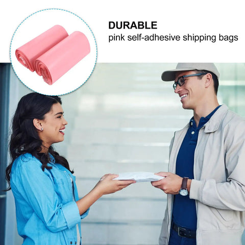 Pink Waterproof Self Sealing Mailing Bags Made From Sturdy PE Plastic Reusable Envelopes For Packing And Shipping 200 Pack