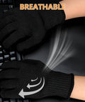 Person wearing Cut Resistant Gloves With Stainless Steel Wire Core For Pro Grade Food Prep Level 5 Protection, typing on keyboard.