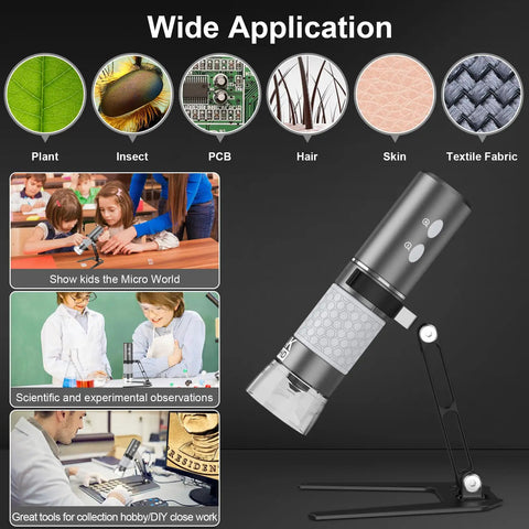 4K Wireless Digital Microscope With WiFi Camera, Hands Free Metal Stand, Live View Zoom In, High Detail Magnifier For iPhone Android And PC, All In One Tool For DIY Projects, Jewelry, Electronics, Education And Lab Work with stand