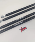Beefed Up Chromoly Rear Radius Bars For RZR XP1000, RZR XP 4 1000, RZR XP Turbo, And RS1 2018 2024, 64 Inch Wide Models, 4130 Chromoly Alloy Steel, Stealth Black Powder Coat, 4 To 5 Times Stronger Than OEM, Lifetime Warranty rear radius bars shown on white background