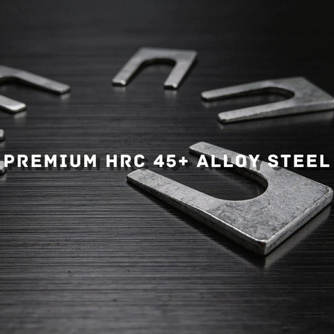 Close-up of 2 Pack Drill Chuck Removal Wedge Set Heavy Duty Alloy Steel Wedges with text 'Premium HRC 45+ Alloy Steel'