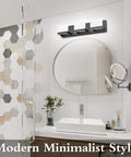 Three Light Black Dimmable LED Vanity Light For Bathroom Up And Down Wall Fixture Over Mirror With Frosted Acrylic Shade