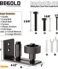Bottom Adjustable Barn Door Floor Guide Kit With Wall Mounted Rollers 8 Setup Options showing components and tools.