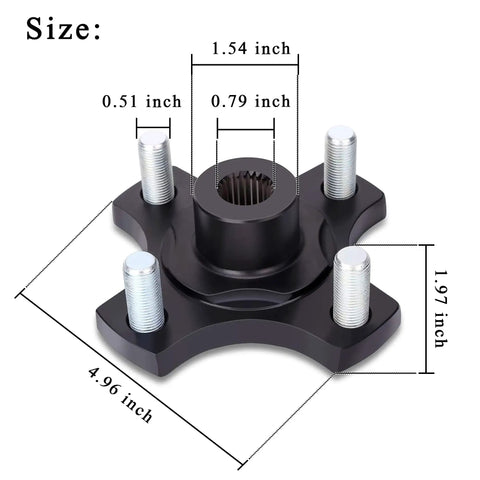 EZGO RXV Rear Wheel Hub Flange Plate Pair for 2008 Up Golf Carts with detailed measurements shown for replacement use
