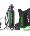 2.3L Mini Scuba Tank With Adapter, Portable Backup Air Cylinder, Emergency Rescue Pony Bottle, and diving accessories