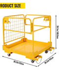 Heavy Hitter 36X36 Forklift Safety Cage With Foldable Man Basket 1200 Lb showcasing dimensions 36.2in x 39.7in, sturdy yellow steel frame.