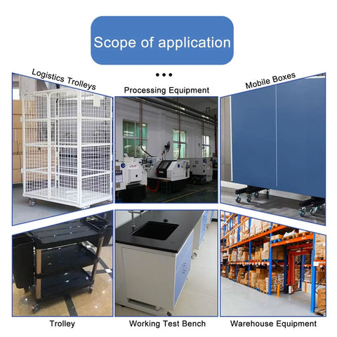 Application of Rugged PU Swivel Casters with Brakes for Logistics Trolleys, Processing Equipment, Mobile Boxes, Trolleys, and Warehouse Equipment