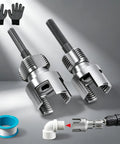 Heavy Duty 4 In 1 Pvc Pipe Threader for 1/2 3/4 And 1 Inch Plastic Tubing, carbon steel cutting heads with gloves and drill.