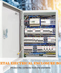 Beefy Outdoor Electrical Box 16 By 12 By 8 Inch NEMA 4X Waterproof Steel Enclosure Lockable Junction Box open showing wiring