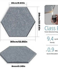 Hexagonal 30cm No Mess Peel And Stick Acoustic Foam Panels 5 Pack Self Adhesive Sound Damping Wall Tiles For Home Studio.