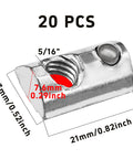 20 Pack Beefy Heavy Duty T Nut With Ball Spring For Aluminum Extrusion 5 16 18 Thread Zinc Plated Steel Roll In Silver T Spring Nut