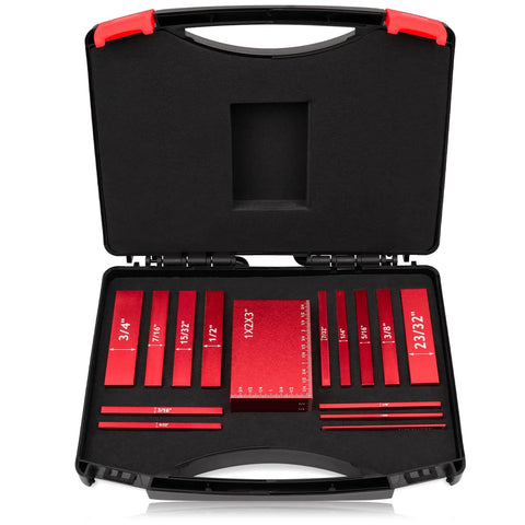 15 Piece Setup Block Set for Woodworking, Pro Grade Aluminum Height Gauges for Router and Table Saw in carry case
