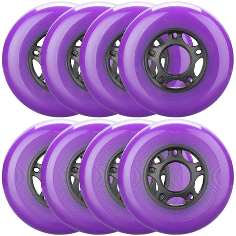 8 Pack Inline Skate Wheels Set For Roller Blades Scooters RipStik Replacement 64mm 70mm 72mm 76mm 80mm 85A Durable Purple Polyurethane No Bearings Or Spacers Included For Outdoor Indoor Use