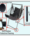 Ultra Cozy Hammock Chair Set With Foldable Anti Tip Stand X Large Swing Chair And Footrest Weatherproof Iron Frame 450 Lb