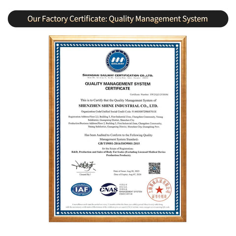 Quality Management System certificate for Shenzhen Shine Industrial Co. with organization and audit details.