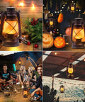 LED Camping Lantern Battery Powered Two Pack With Remote Control Rechargeable Outdoor Hanging Light Flickering Flame Retro Style Lanterns 4 Modes Non Solar by a tent