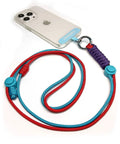 Top Shelf Adjustable Cell Phone Lanyard With Comfy Neck And Wrist Strap, Crossbody Phone Holder For Keys And Id Badges, Hassle Free Braided Cord In Classic Red And Blue, lightweight Terylene fabric