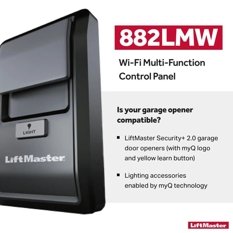 Security Plus 2.0 Compatible Garage Door Control Panel With WiFi Must Be Wired For Power Works Only With MyQ Enabled Openers