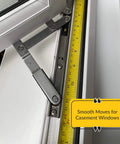 Concealed Casement Hinge, Upper Left Lower Right Type, E-Gard Finish, Stainless Steel Construction, 10 Inch Track on Window Frame