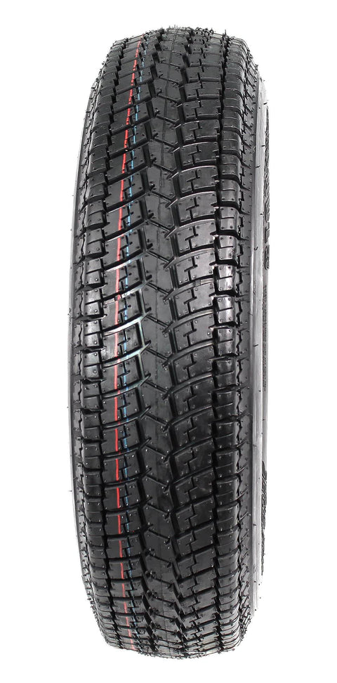 Side view of tire from the 2 Pack Trailer Tire And Rim Bundle With 13 Inch White Spoke Wheels, 5 Lug On 4.5 Inch Center, ST175/80D13 B78-13 Load C.