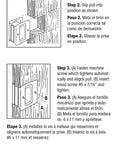 Installation diagram for Pocket Door Passage Pull in Satin Nickel Finish showing dimensions and steps for solid brass construction install.