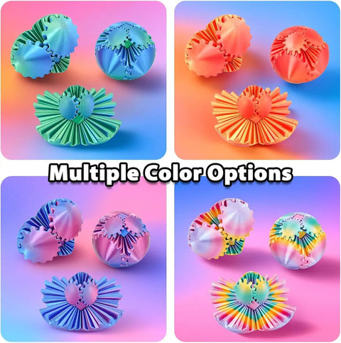 Gear Ball Fidget Toys 4 Pack For Stress Relief And Focus 3D Printed GearSphere Spin Cube Desk Toy in multicolor options