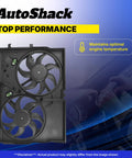 Straight Bolt Up Radiator Cooling Fan Assembly For Chevrolet Sonic 2012 To 2018 L4 1.8L features dual fans with black shroud.