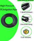 High-pressure PE irrigation pipe with bend-resistant, accurate sizing, and UV-resistant features for drip irrigation system.