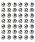 Stainless steel bearing balls, 1 mm diameter, polished, arranged in a uniform grid.