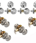 Keyed Alike Sierra Style Entry Door Knob Lockset And Single Cylinder Deadbolt Satin Nickel 4 Pack For Exterior Doors