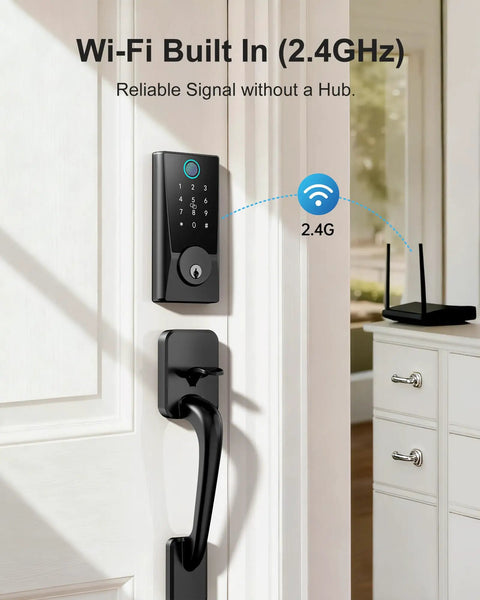 Ditch The Old School Keys With This Built In Wifi Smart Lock For Your Front Door Featuring Lightning Fast Fingerprint Reader And Backlit Keypad Plus Phone Control Auto Lock And Alexa Compatibility For Totally Stress Free Entry