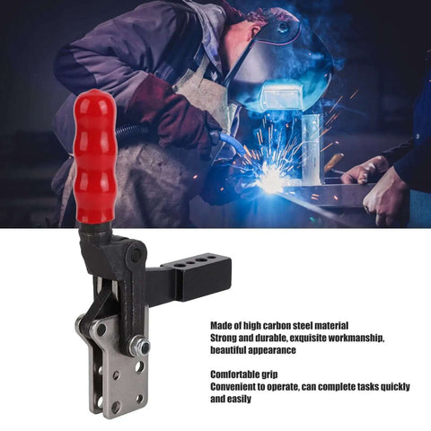 Built Tough Heavy Duty Quick Release Toggle Clamp For Auto Welding Projects Made From High Carbon Steel with welder in background
