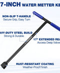 Heavy Duty 17 Inch Water Meter Key With 4 Way Utility Key Extended Reach Valve Tool For Outdoor Underground Valves Steel Curb Shut Off Key With Non Slip T Handle Built For Contractors And Homeowners By WORKPRO showcasing design features.