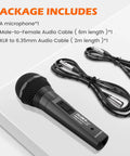 Wired Dynamic Microphone For Singing With On Off Switch, Cardioid Studio Mic With 20 Ft And 6.5 Ft XLR Cables, All Metal Body, Pop Filter