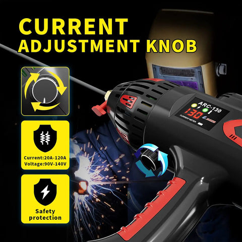 Close-up of current adjustment knob on 160A Dual Voltage Stick Welder for Home DIYers with Lift TIG Ready Upgrade